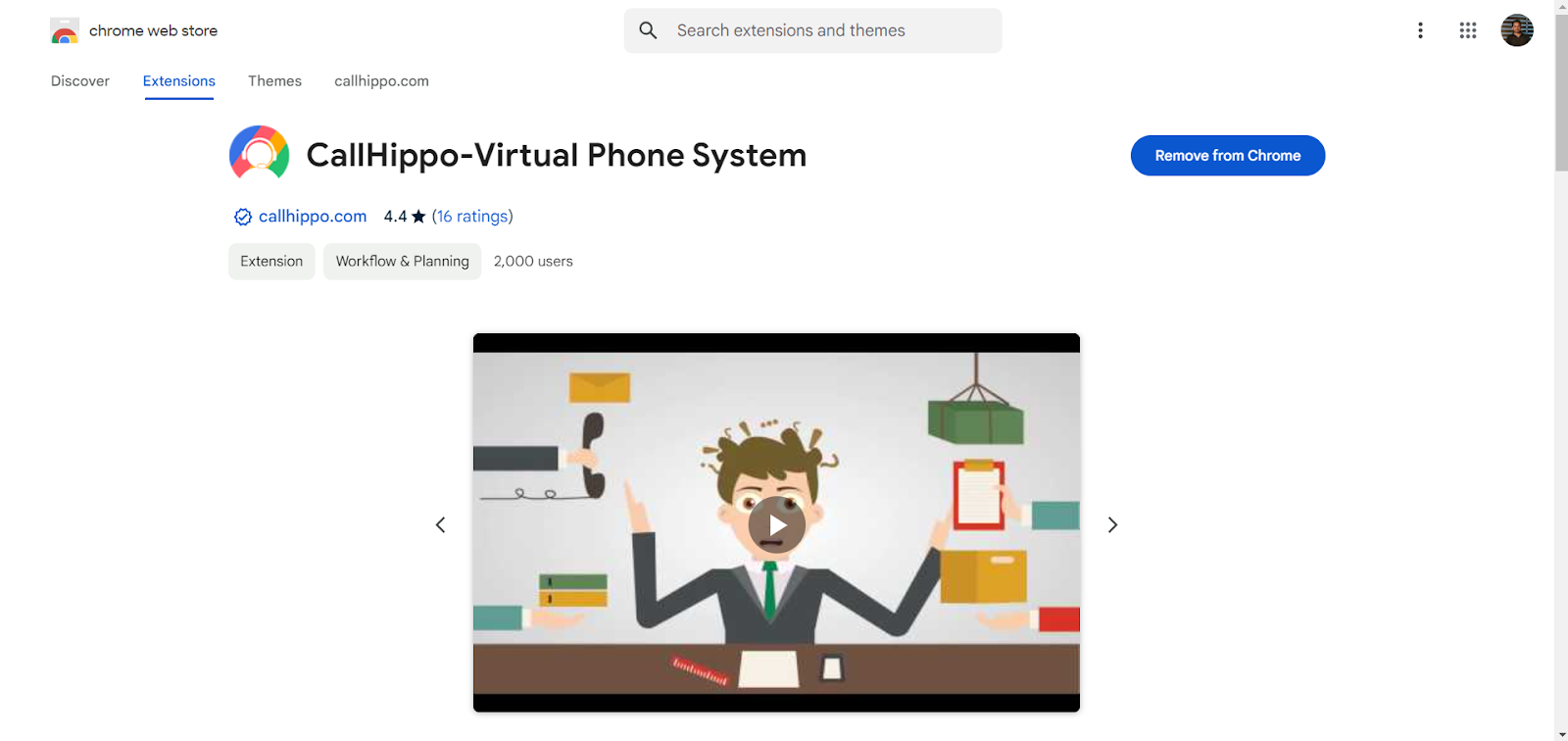 CallHippo Click-to-Call extension installed confirmation