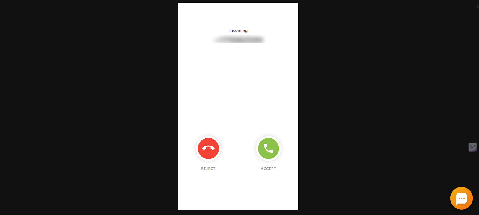 Incoming call on the CallHippo dialer with Accept and Reject options to join the barge