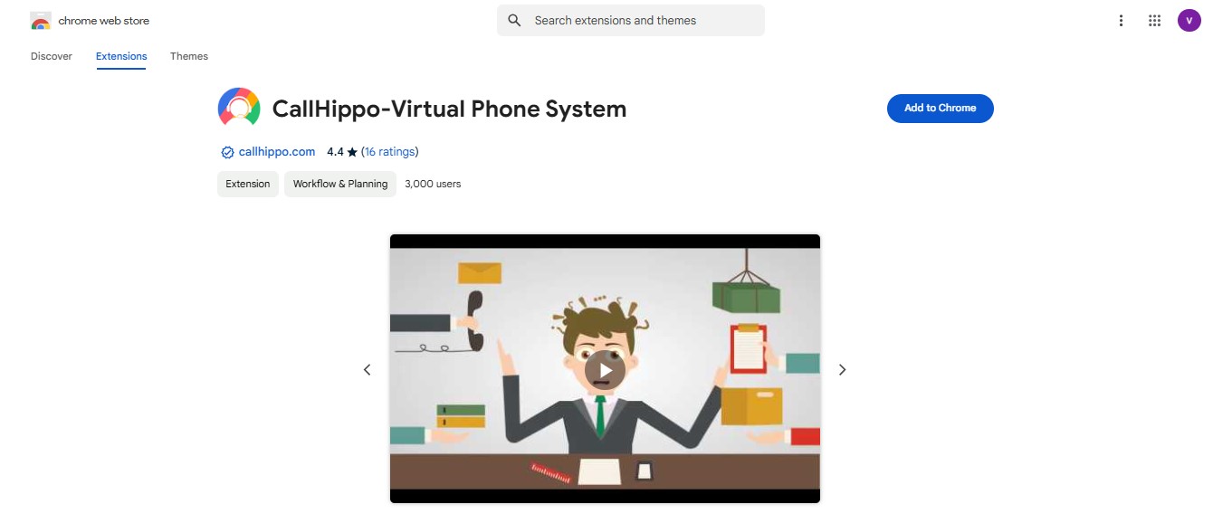CallHippo Virtual Phone System extension on the Chrome Web Store