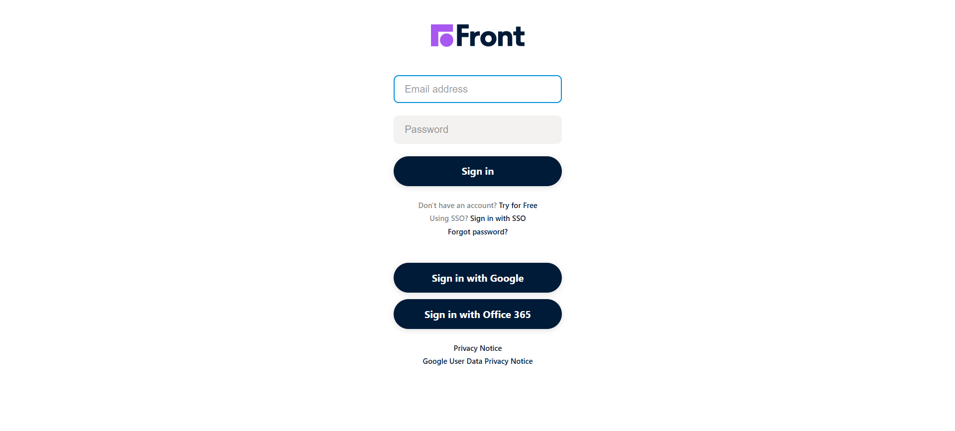 Front login screen to sign in and connect with CallHippo