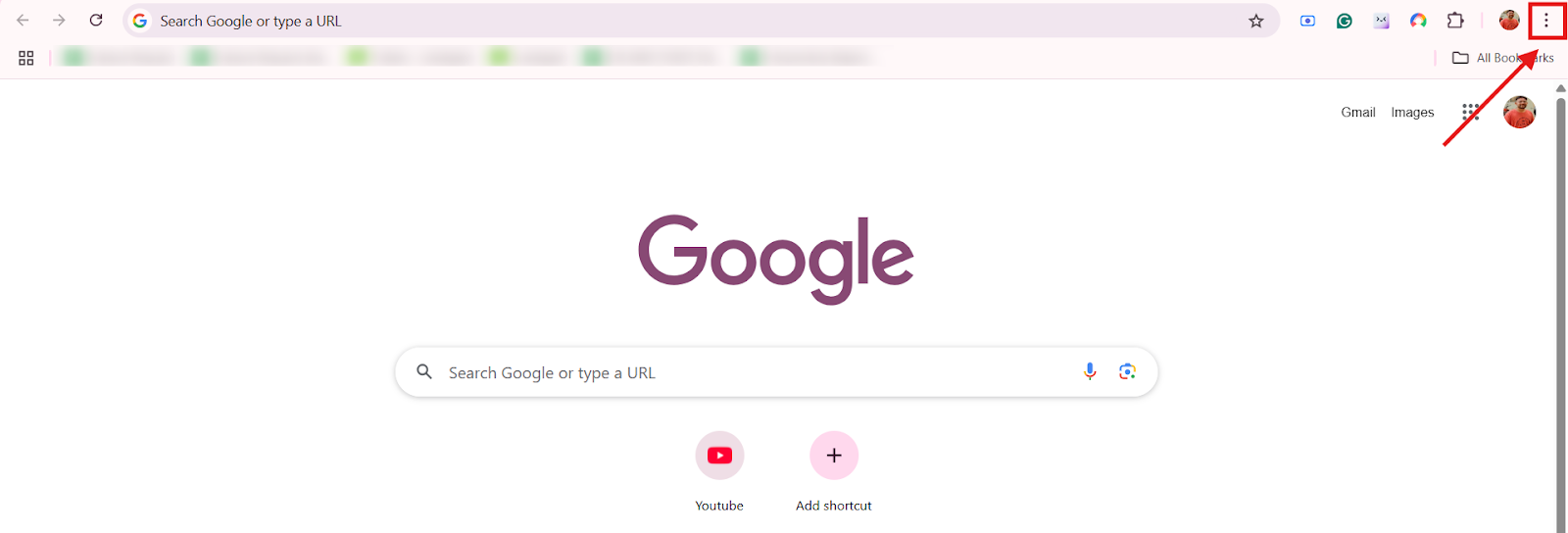 Chrome three-dot menu button in the top-right corner