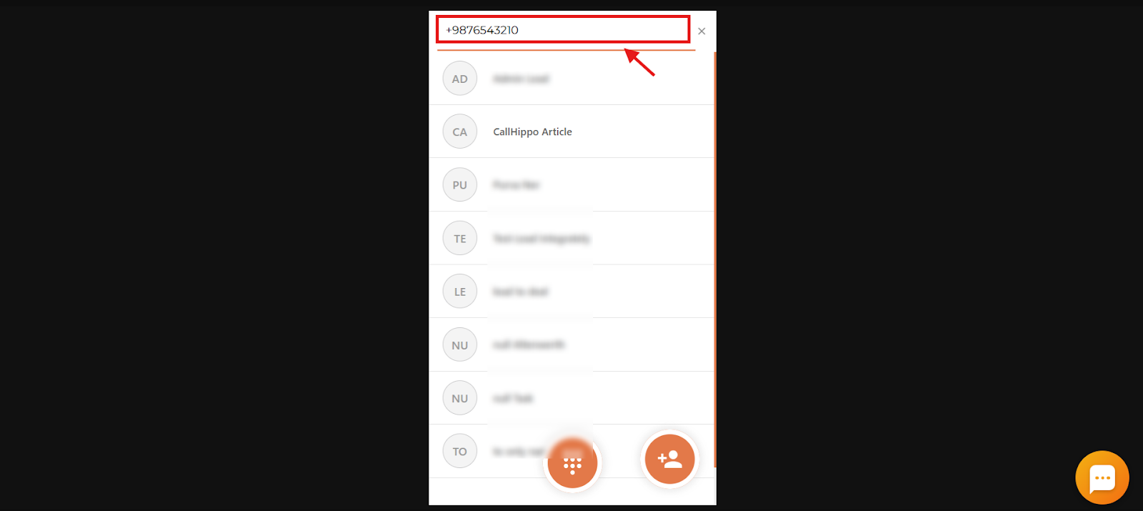 Contact search by phone number in the dialer
