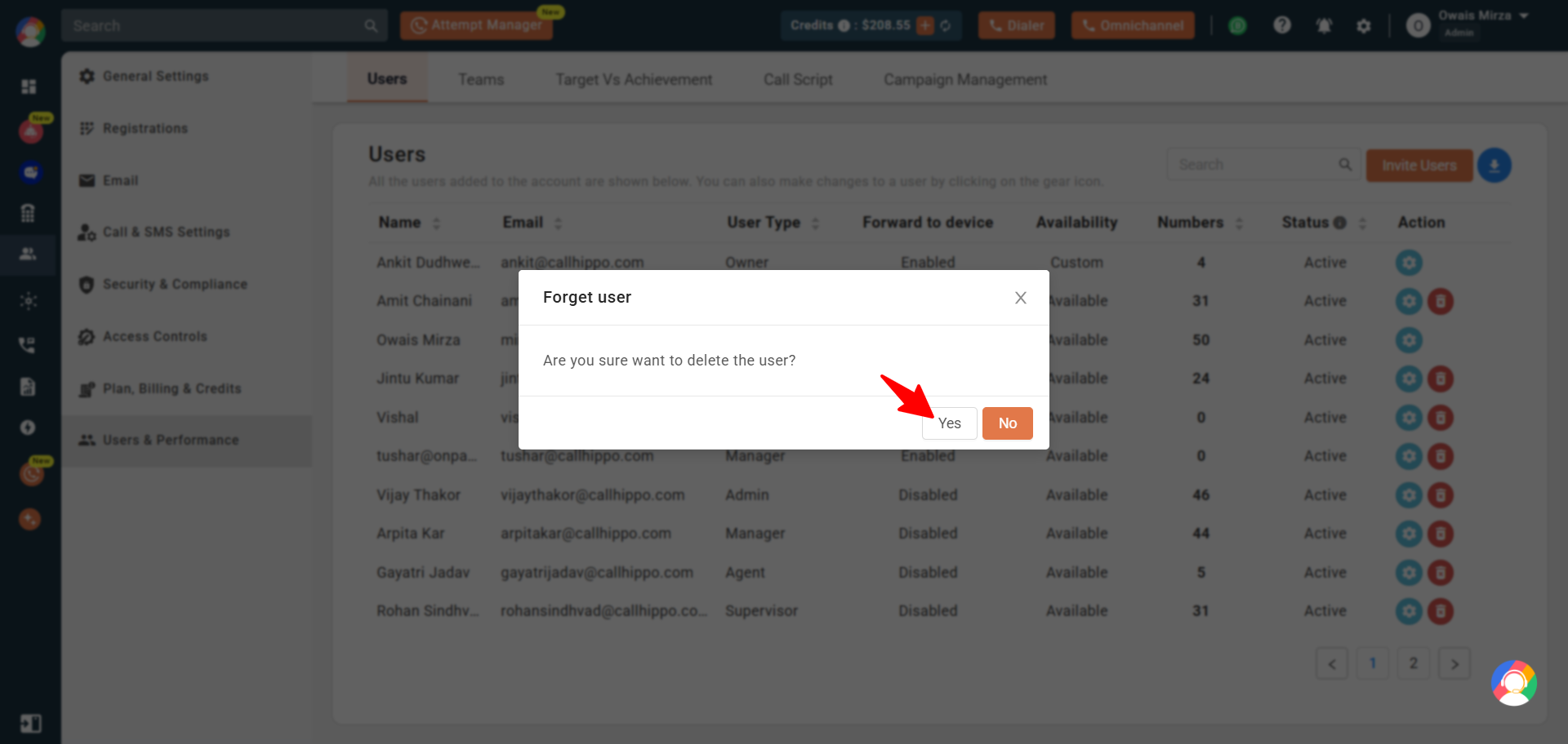 Forget user confirmation dialog with Yes highlighted