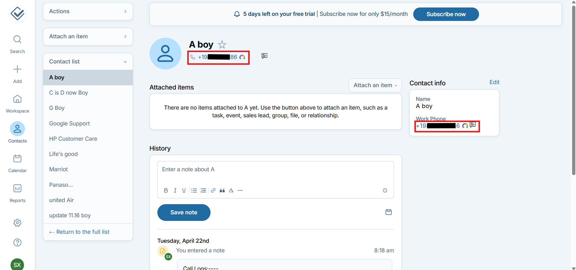 Less Annoying CRM contact record with a clickable CallHippo phone number