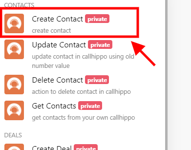 Searching for CallHippo app in the Integromat scenario editor