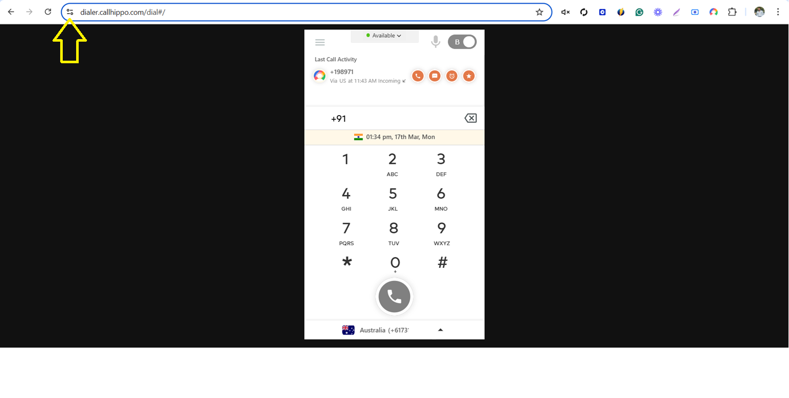 Clicking the site information icon in the Chrome address bar