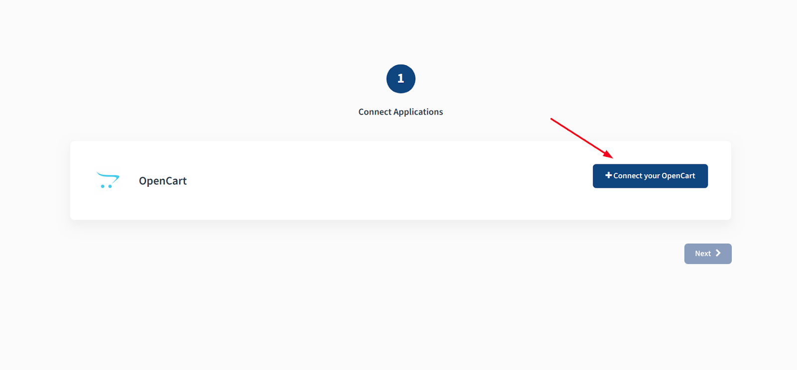 CallHippo setup page with the Connect your OpenCart button
