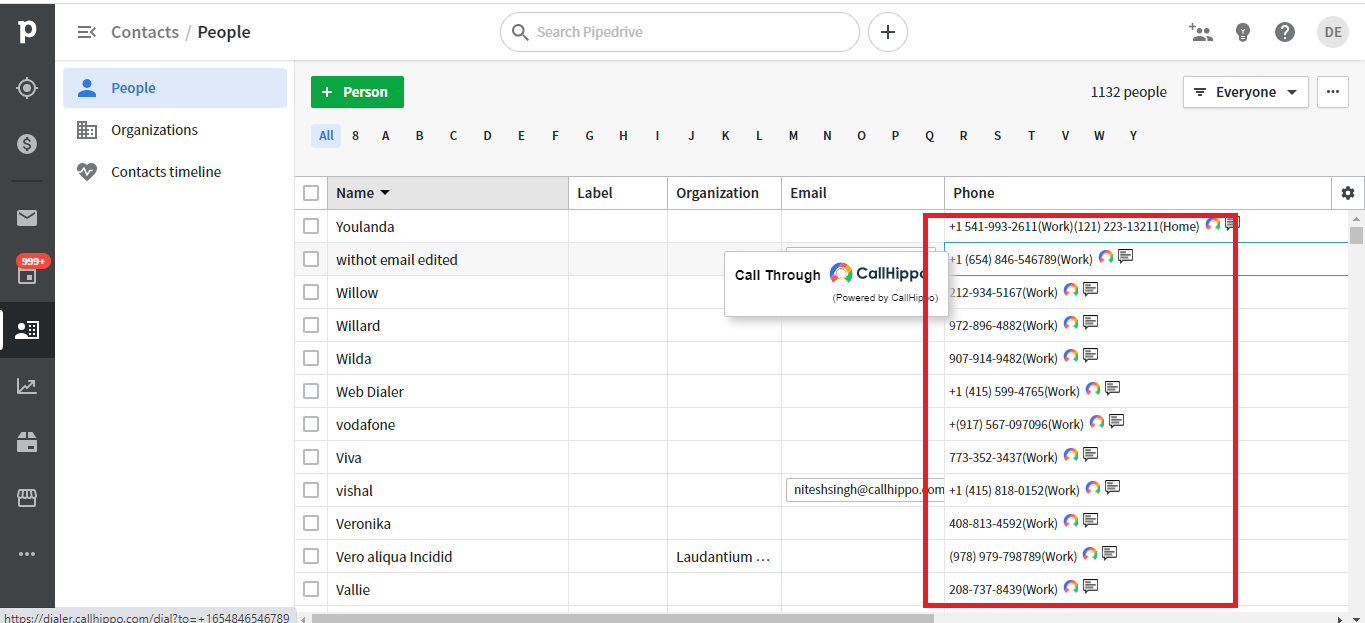 Click to call from a Pipedrive contact