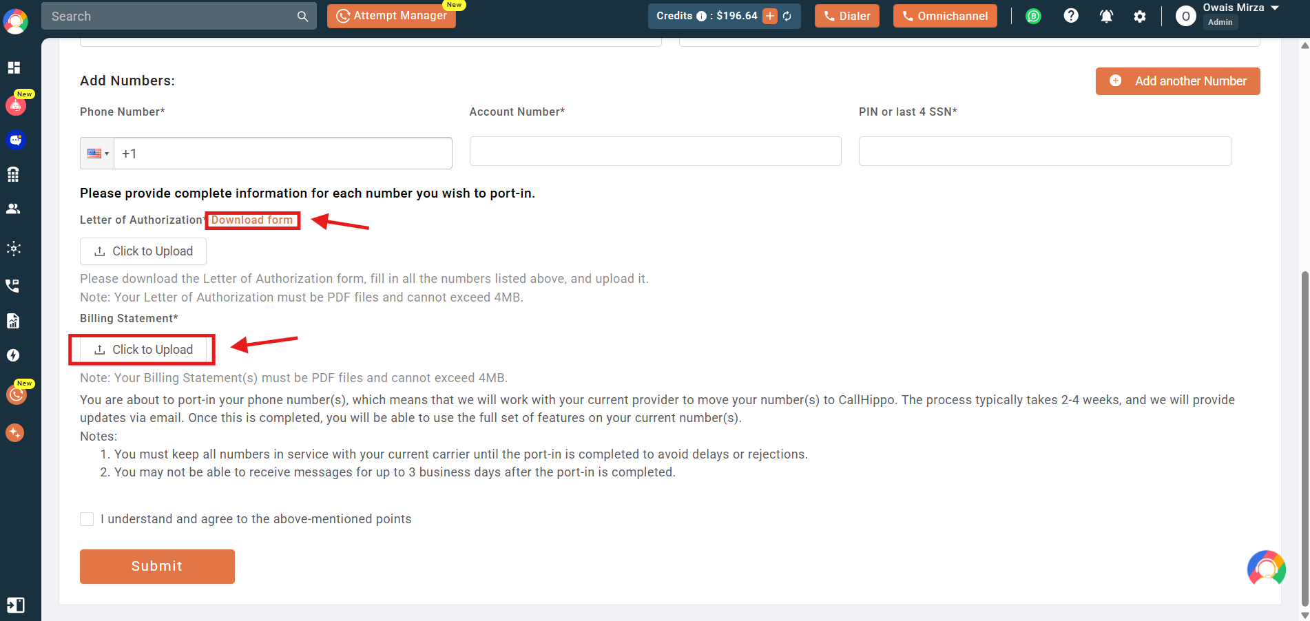 Download form link highlighted for the Letter of Authorization