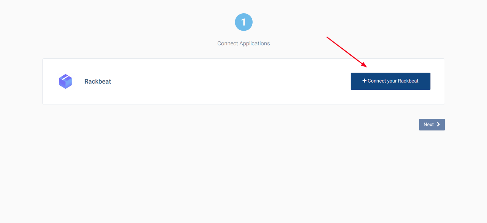 CallHippo Connect Applications step with Connect your Rackbeat button