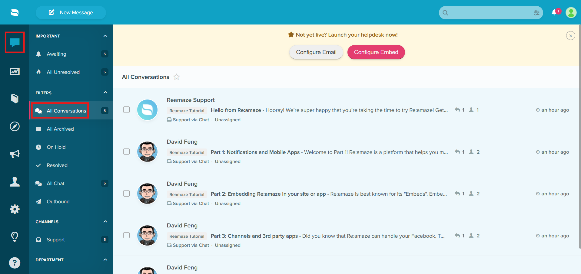 Re:amaze conversations view where CallHippo call and SMS activity appears