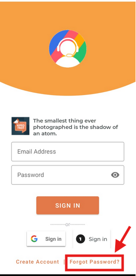 CallHippo mobile app login screen with the Forgot Password option highlighted