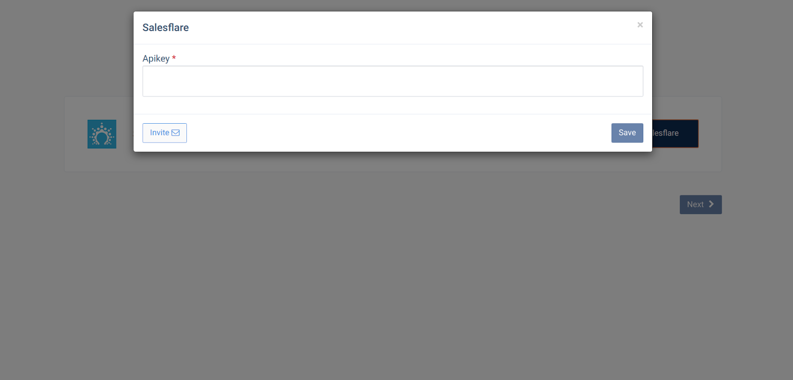 CallHippo Salesflare popup with an Apikey field