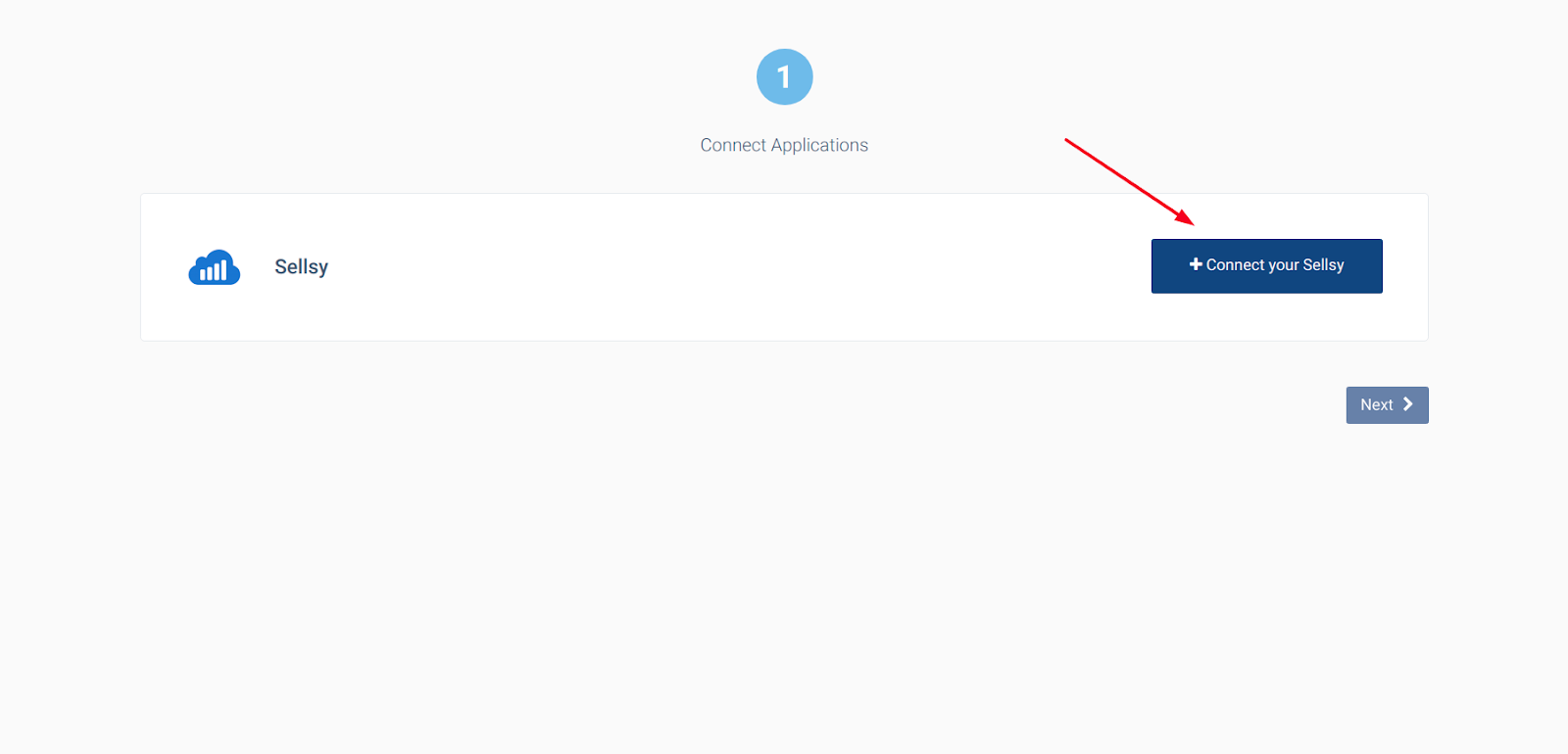 CallHippo Connect Applications step with Connect your Sellsy button