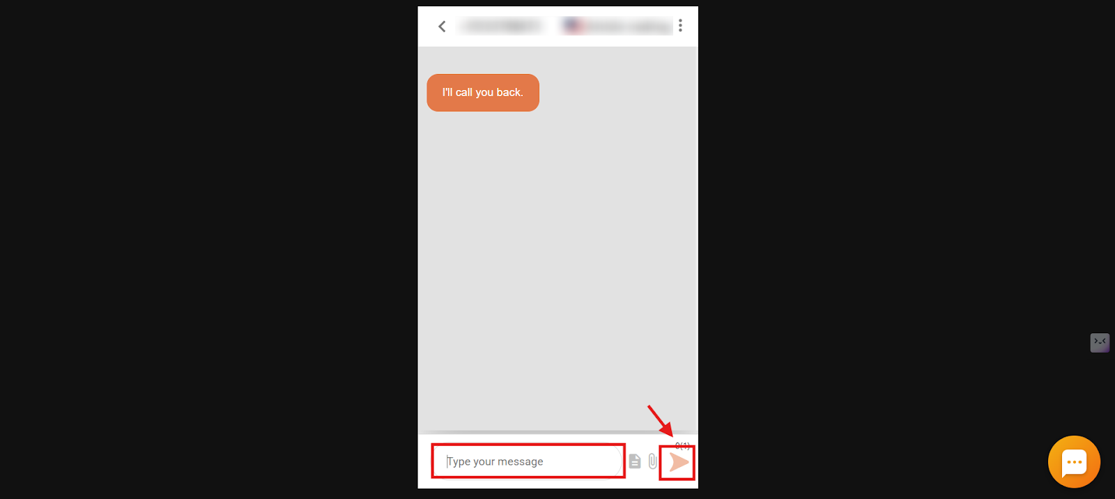 CallHippo open SMS conversation with the reply field and send button highlighted