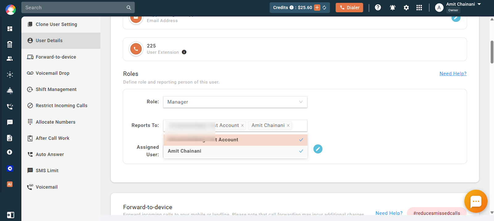 Reports To field with multiple users selected for a single user