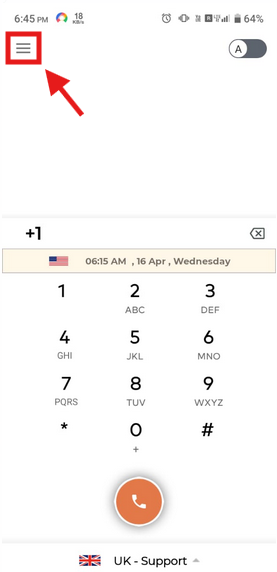 Main Menu icon in the CallHippo mobile application