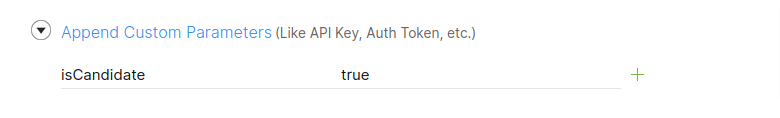 Zoho Recruit webhook custom parameter isCandidate set to true